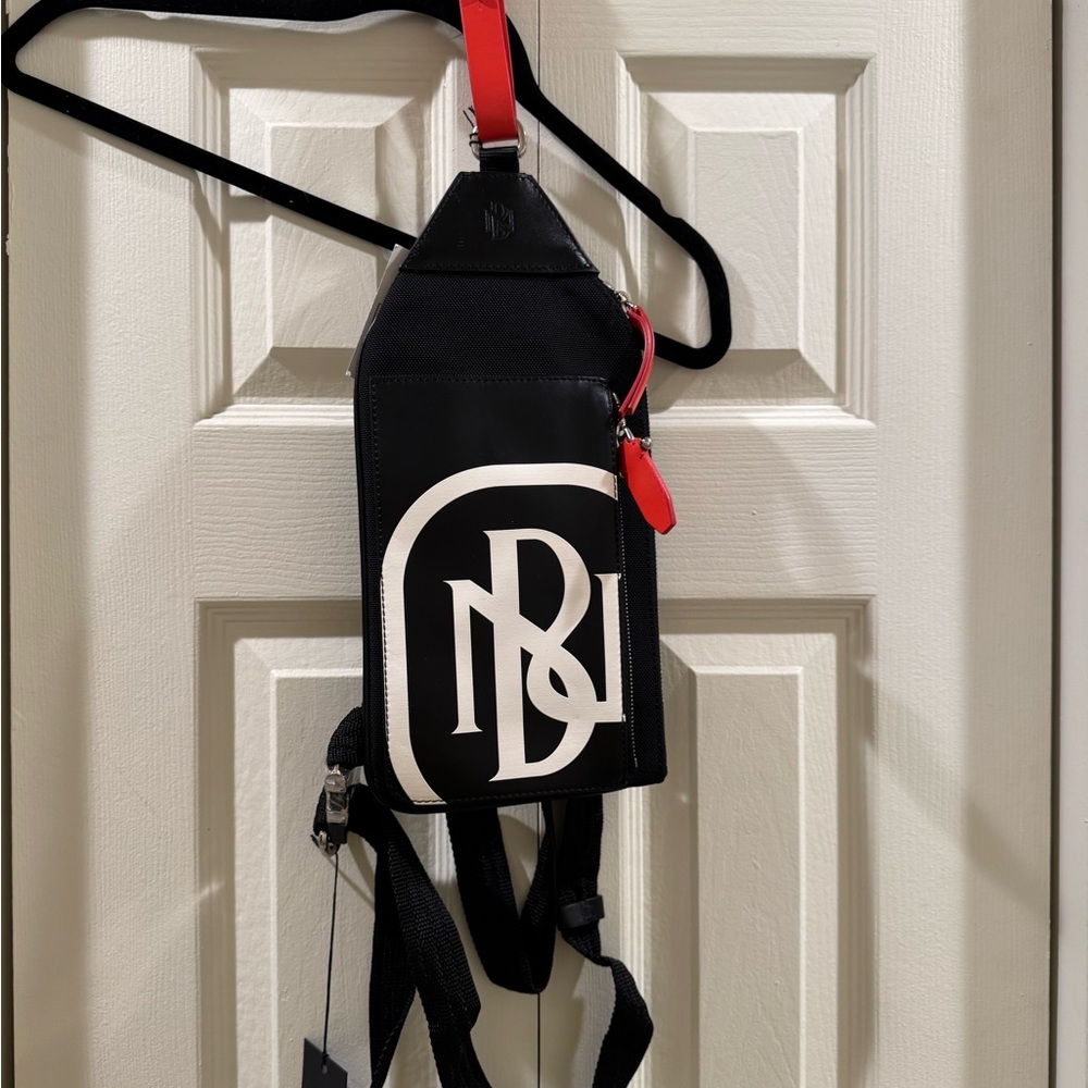 Neil Barrett Black Belt Bag with Red Accents